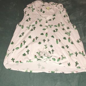 A beautiful cactus button down sleeve less shirt